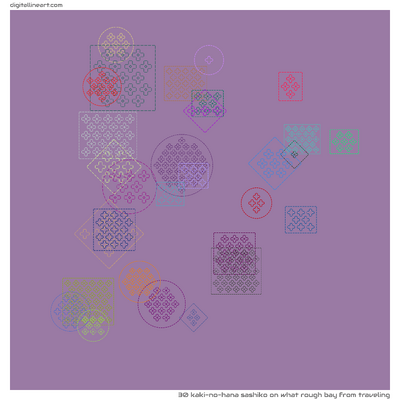 What Rough Bay from Traveling — Kaki-no-hana Sashiko, 30 elements
