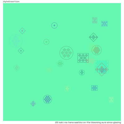 The Blooming Aura Since Glazing — Kaki-no-hana Sashiko, 25 elements