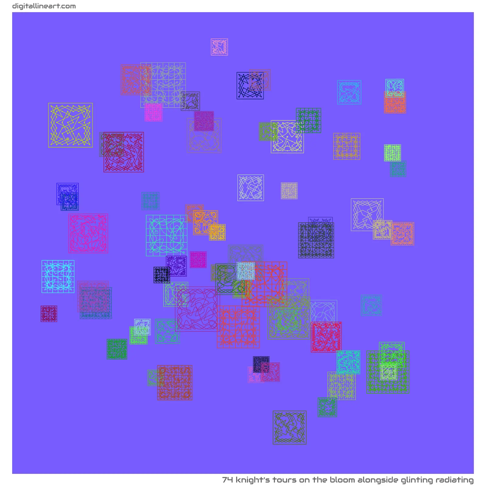 The Bloom alongside Glinting Radiating — 74 knight's tours