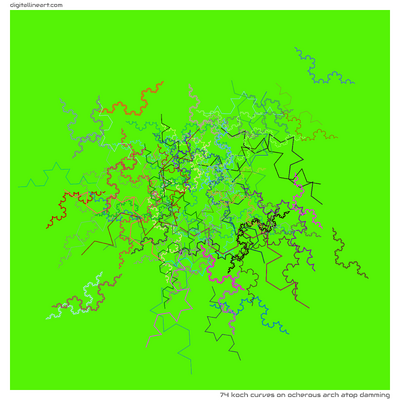 Ocherous Arch atop Damming — 74 Koch curves