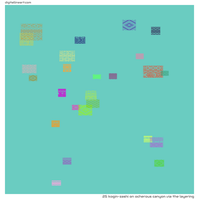 Ocherous Canyon via the Layering — Kogin-zashi, 25 elements