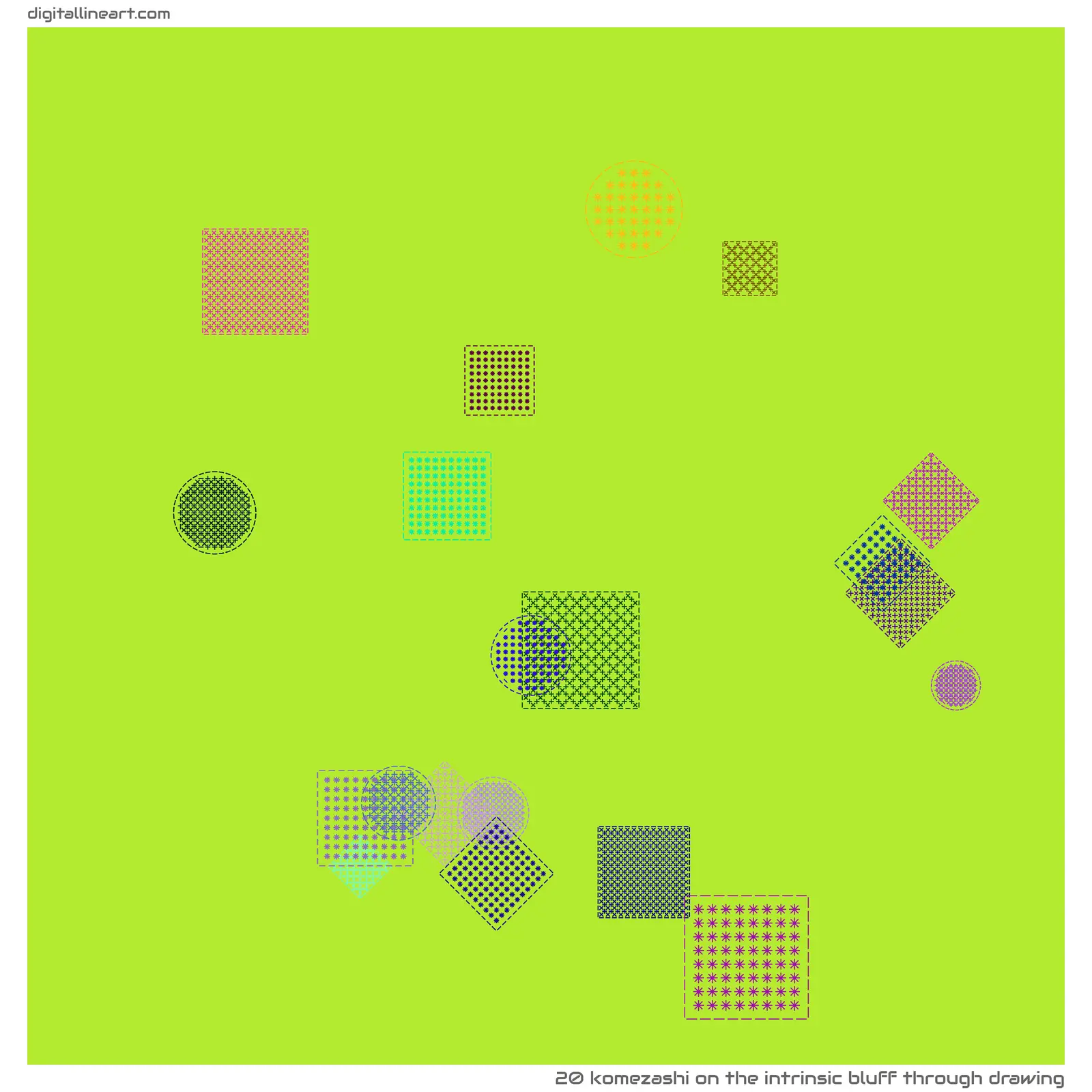 The Intrinsic Bluff through Drawing — Komezashi, 20 elements