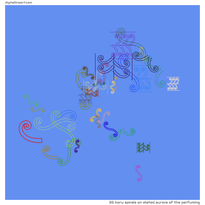 Elated Aurora of the Perfuming — 35 koru spirals