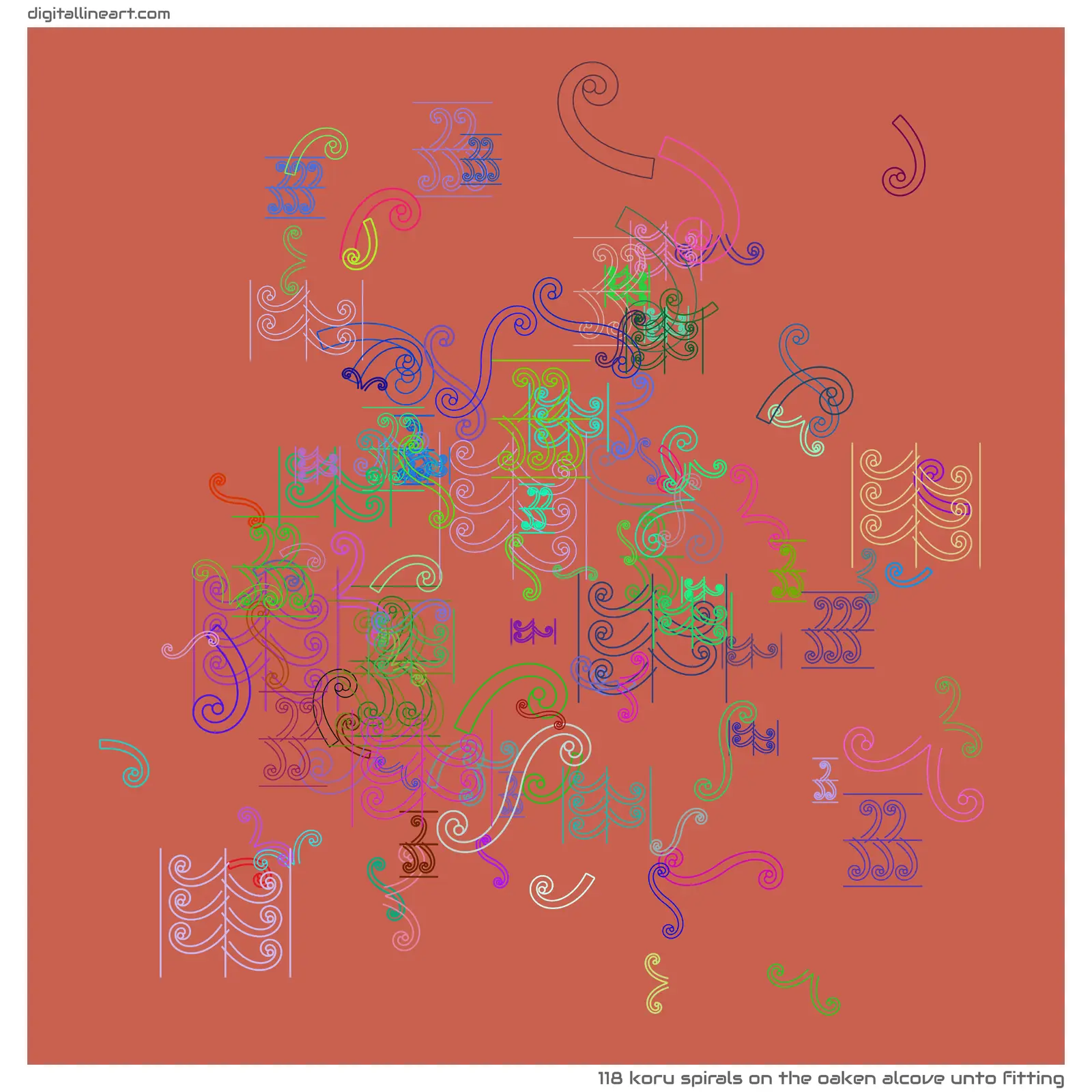 The Oaken Alcove unto Fitting — 118 koru spirals
