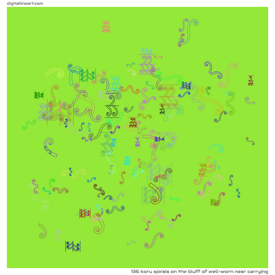 The Bluff of Well-worn near Carrying — 136 koru spirals