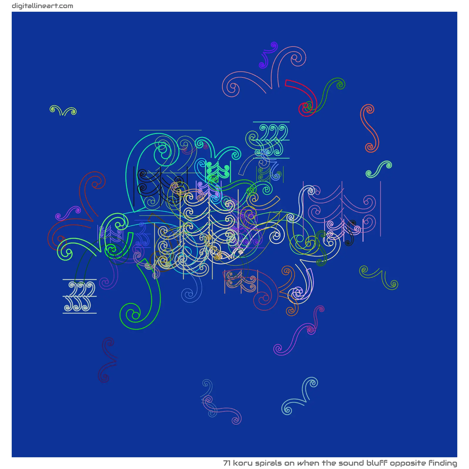 When the Sound Bluff opposite Finding — 71 koru spirals