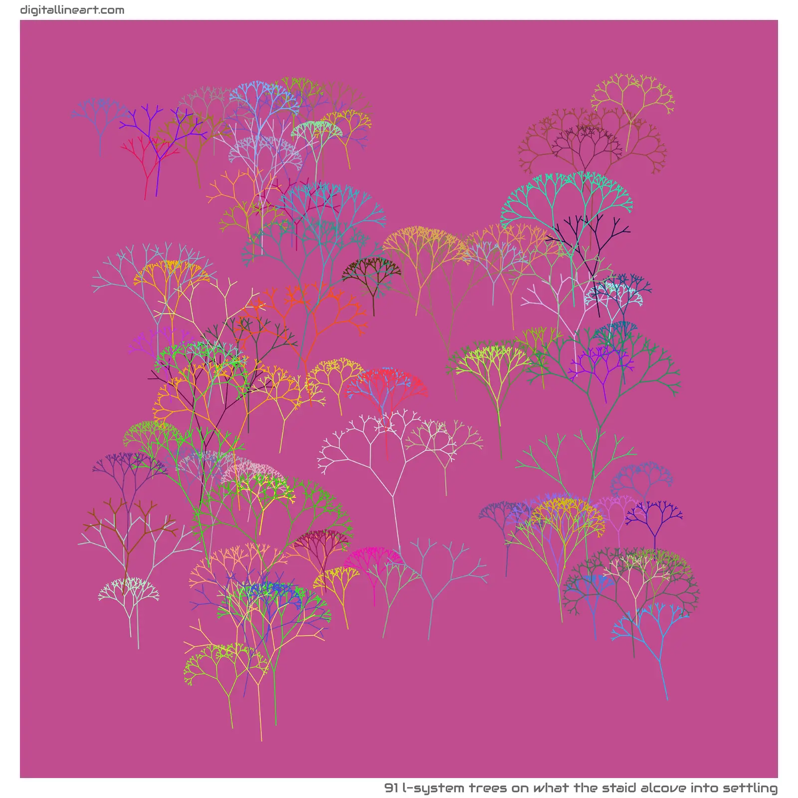 What the Staid Alcove into Settling — 91 L-System trees