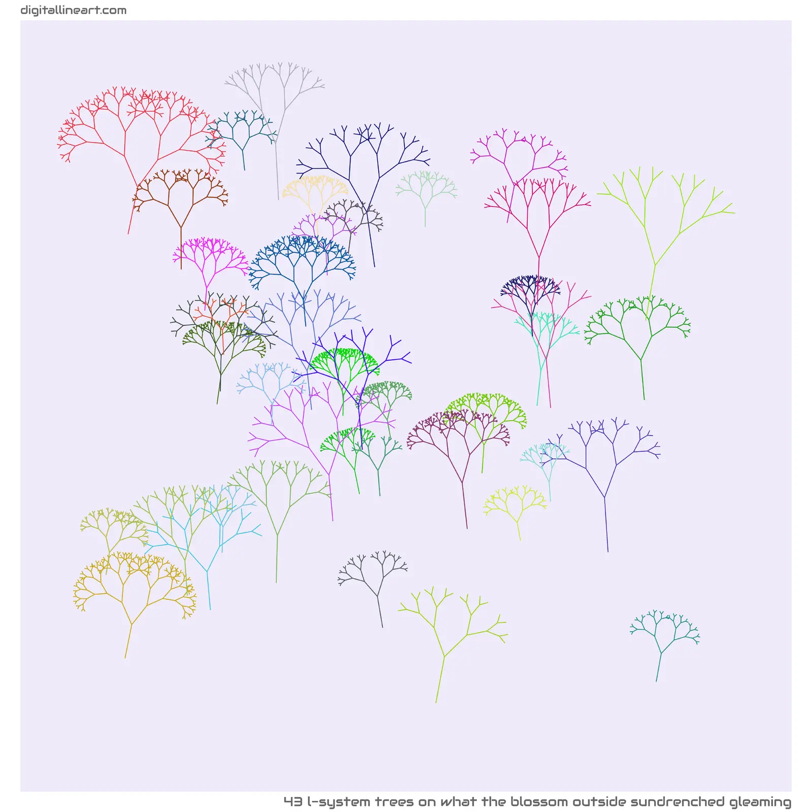 What the Blossom outside Sundrenched Gleaming — 43 L-System trees
