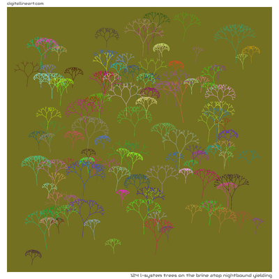 The Brine atop Nightbound Yielding — 124 L-System trees