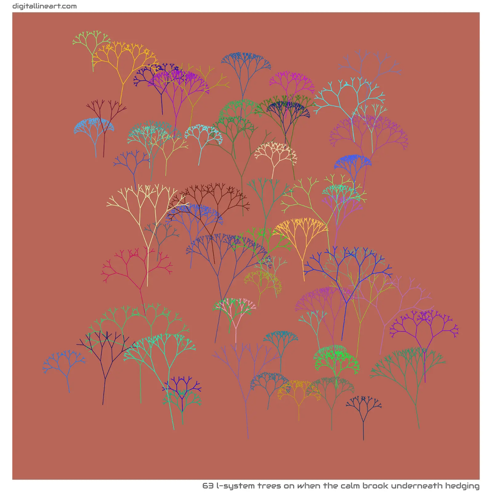 When the Calm Brook underneath Hedging — 63 L-System trees