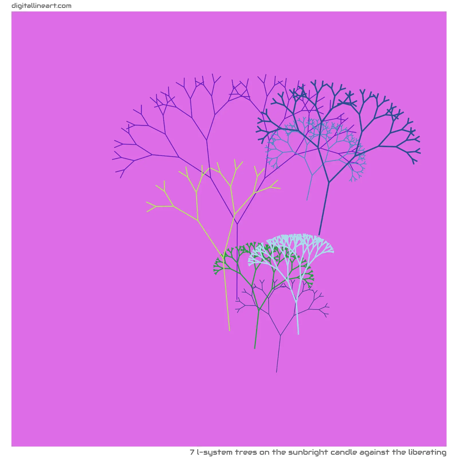 The Sunbright Candle Against the Liberating — 7 L-System trees