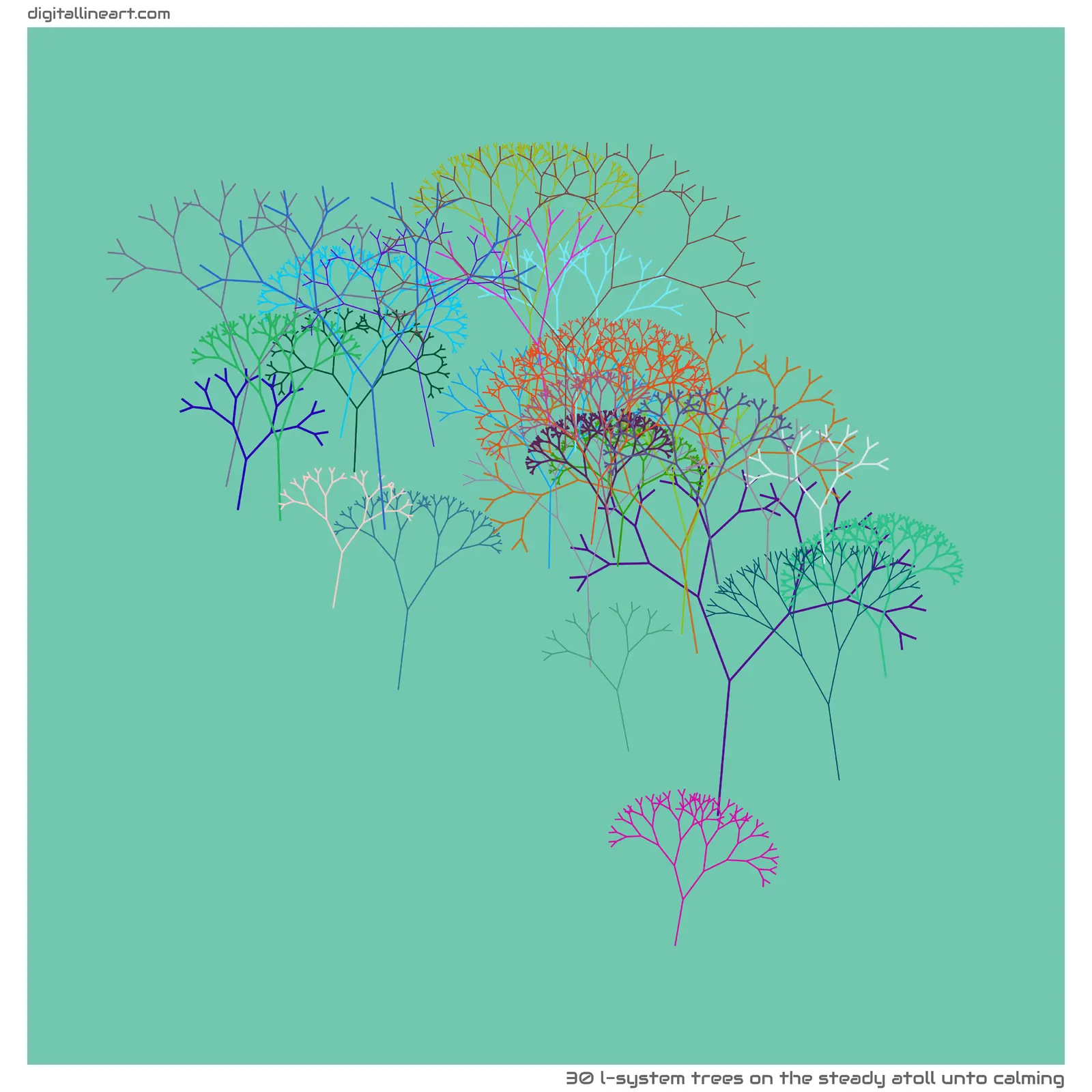 The Steady Atoll unto Calming — 30 L-System trees