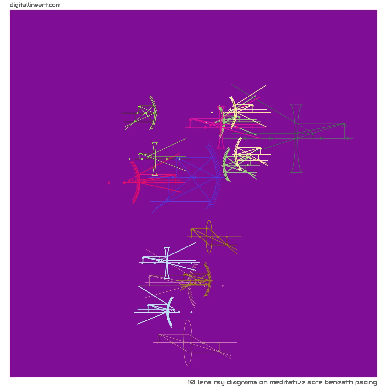 Meditative Acre beneath Pacing — 10 lens ray diagrams