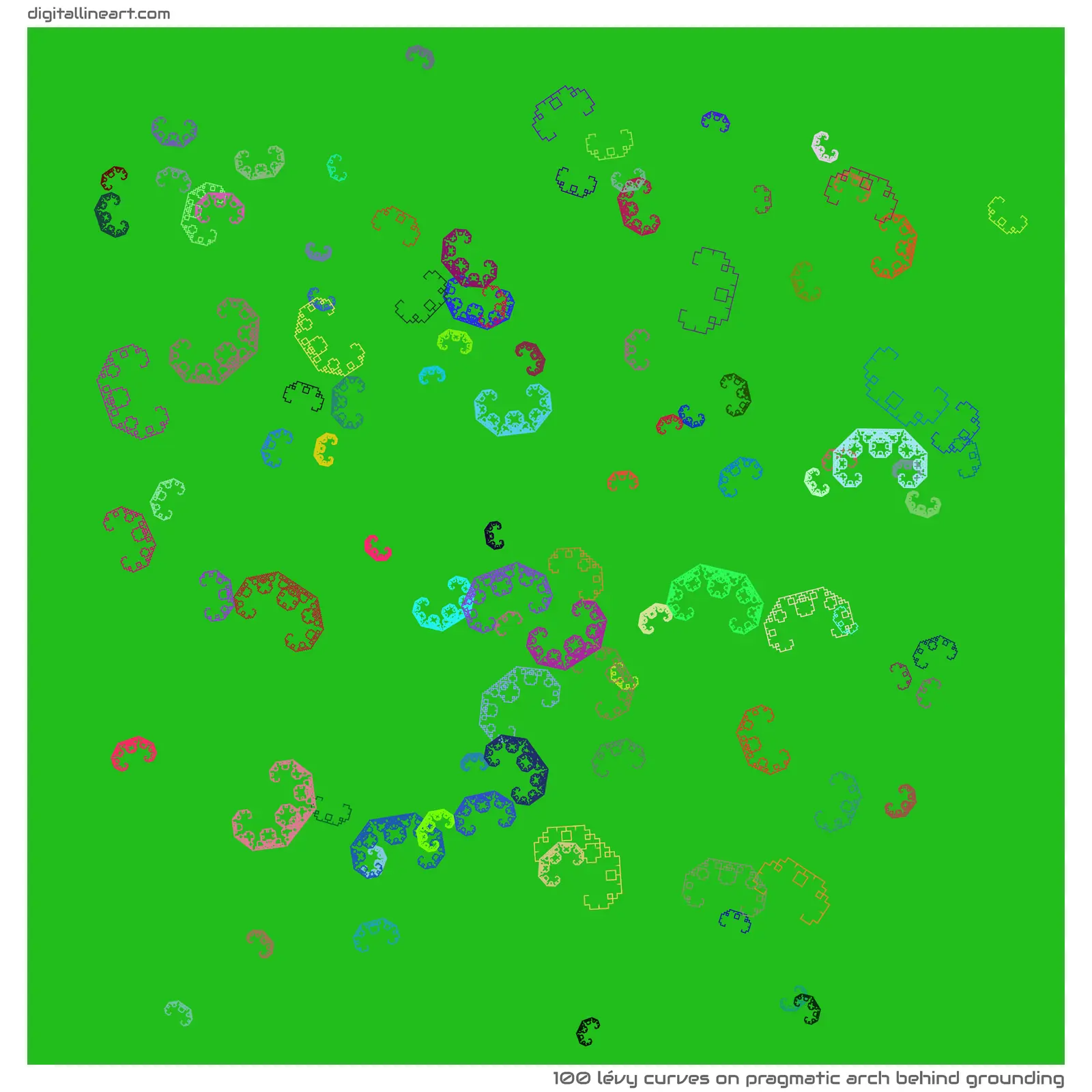 Pragmatic Arch behind Grounding — 100 Lévy curves
