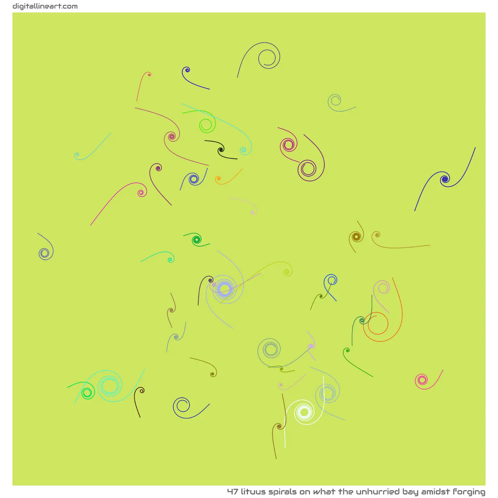 What the Unhurried Bay amidst Forging — 47 lituus spirals