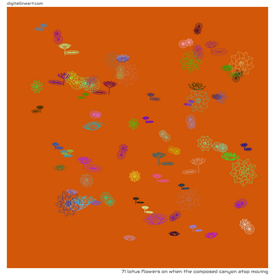 When the Composed Canyon atop Moving — 71 lotus flowers