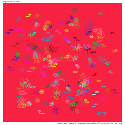 Evenhanded Bluff Around the Melting — 148 lotus flowers