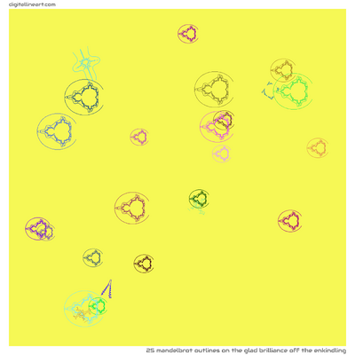 The Glad Brilliance off the Enkindling — 25 Mandelbrot outlines
