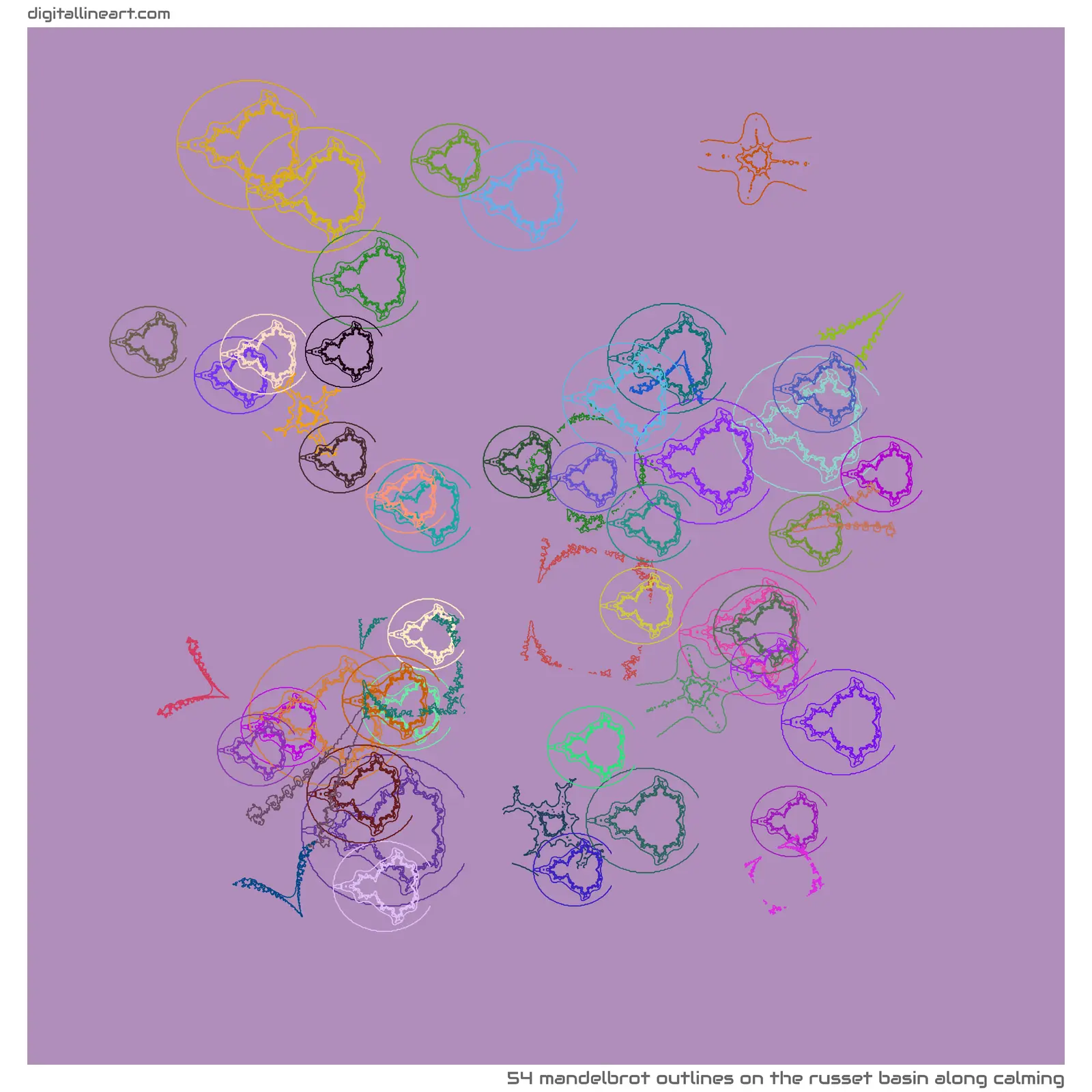 The Russet Basin along Calming — 54 Mandelbrot outlines