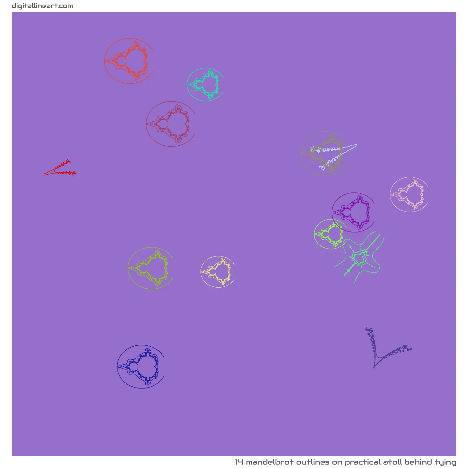 Practical Atoll behind Tying — 14 Mandelbrot outlines