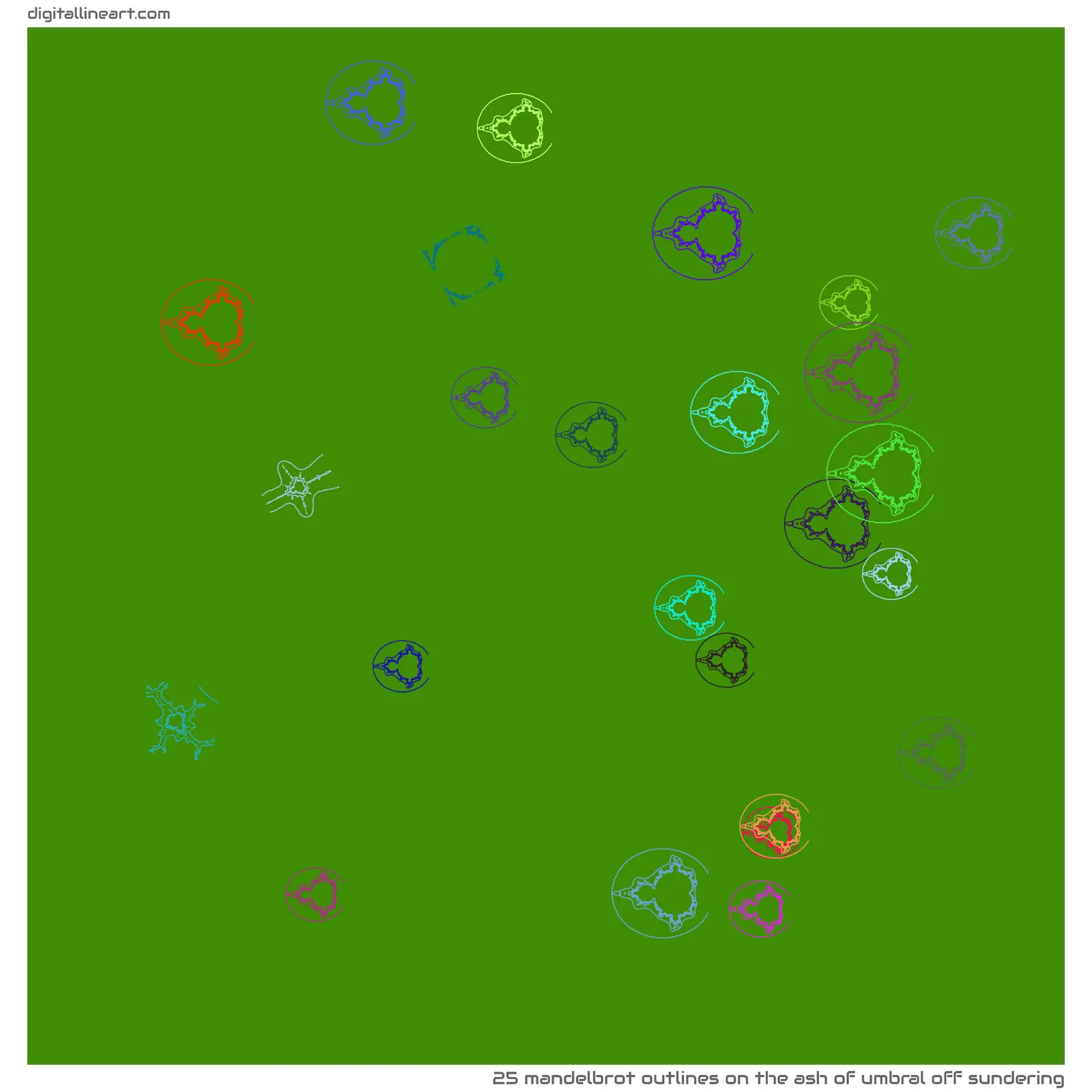 The Ash of Umbral off Sundering — 25 Mandelbrot outlines