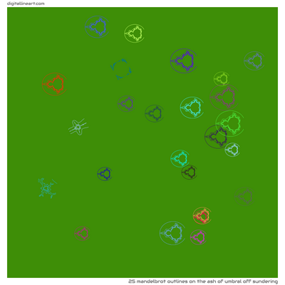 The Ash of Umbral off Sundering — 25 Mandelbrot outlines