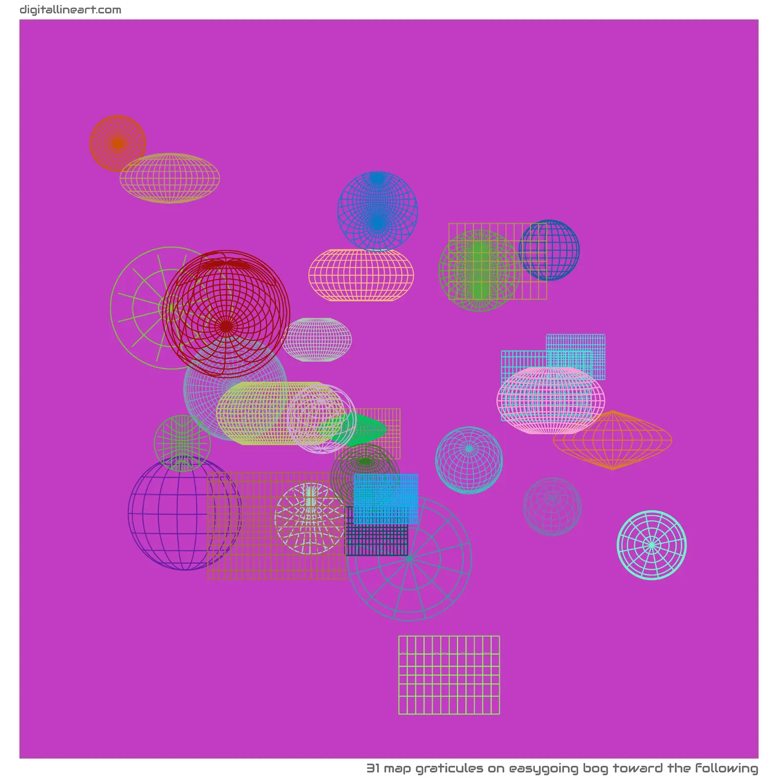 Easygoing Bog toward the Following — 31 map graticules