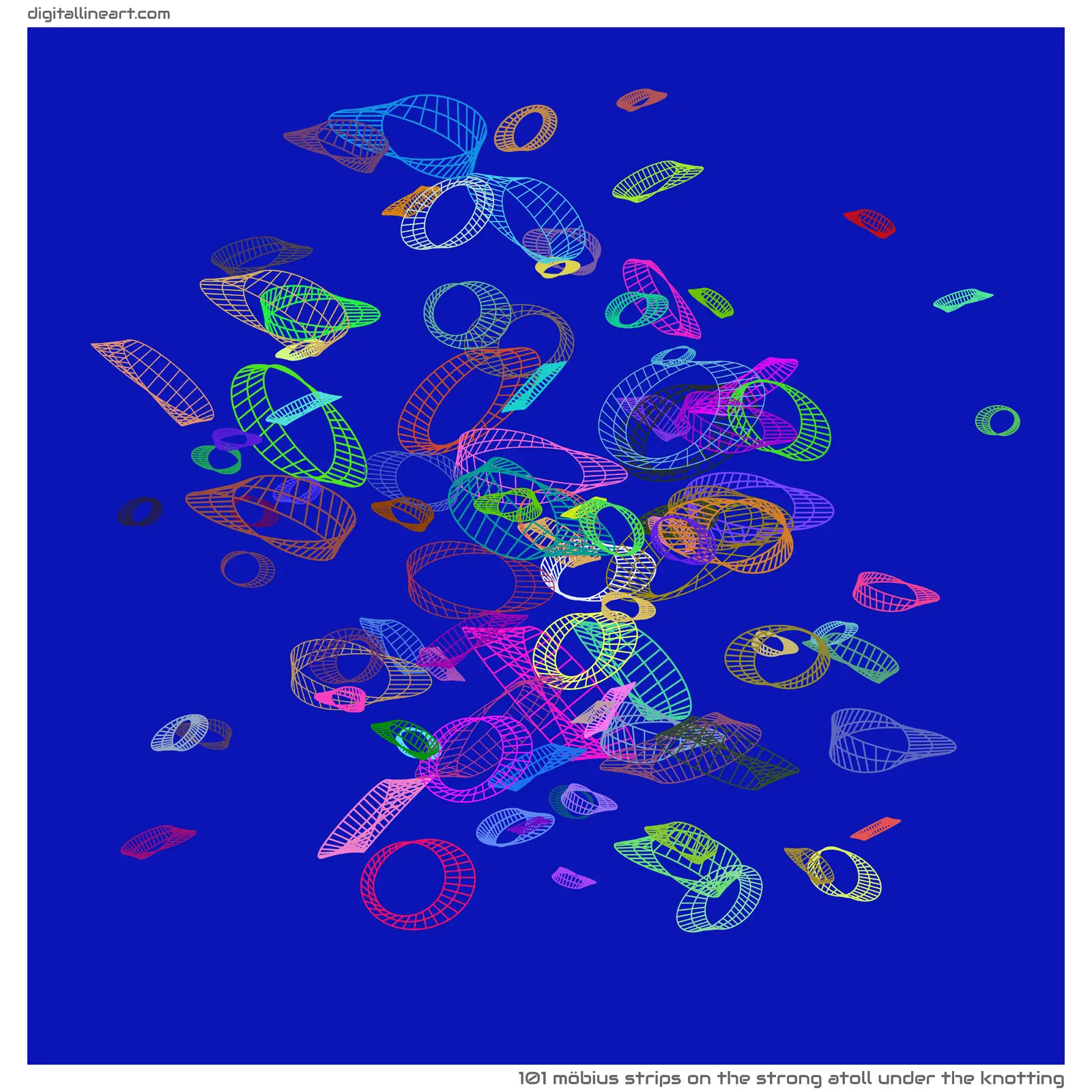 The Strong Atoll under the Knotting — 101 Möbius strips