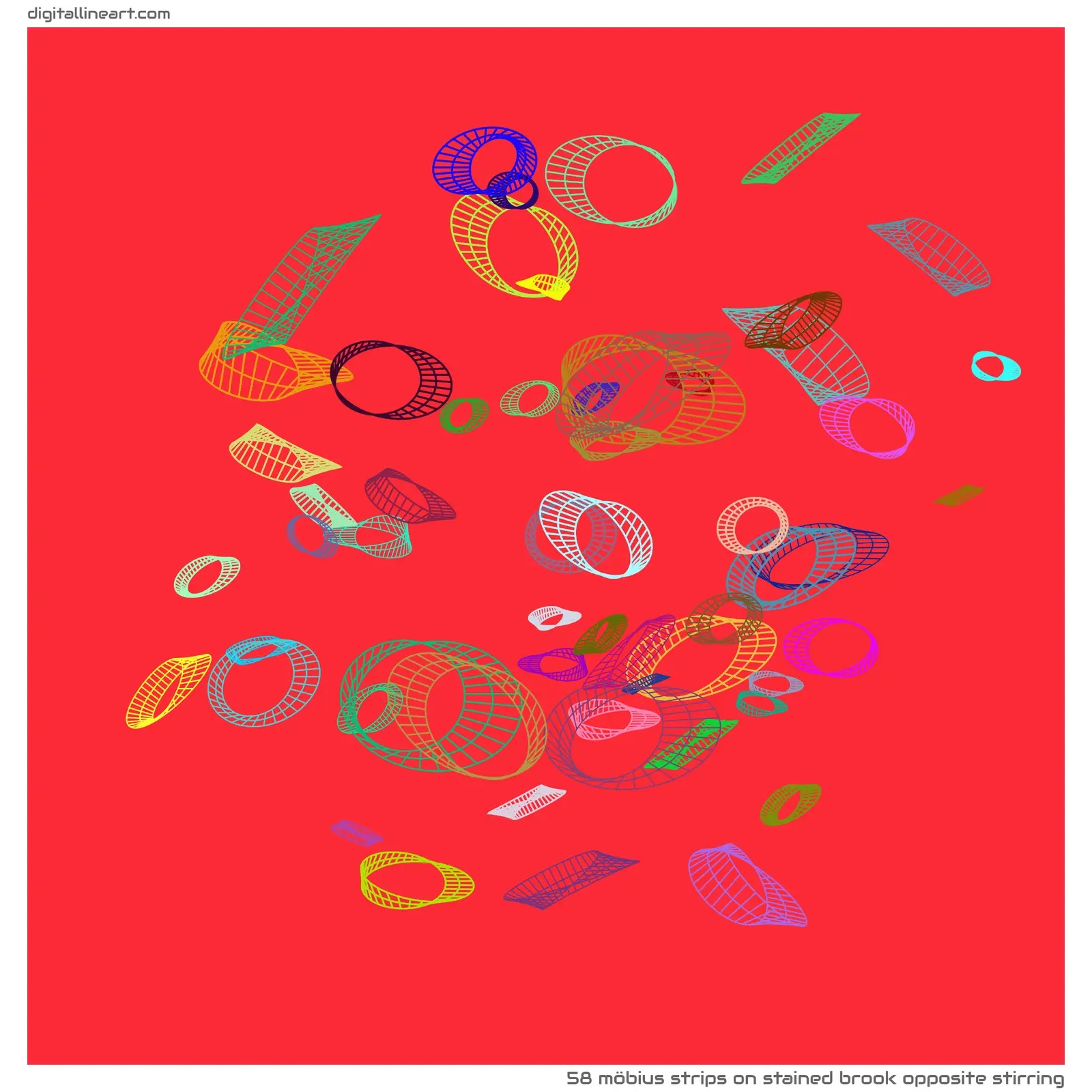Stained Brook opposite Stirring — 58 Möbius strips