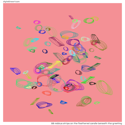 The Feathered Candle beneath the Greeting — 88 Möbius strips