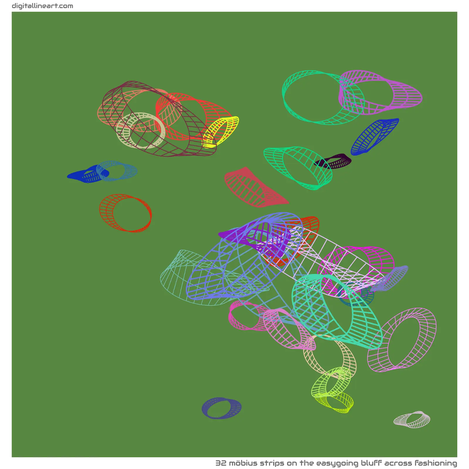 The Easygoing Bluff across Fashioning — 32 Möbius strips