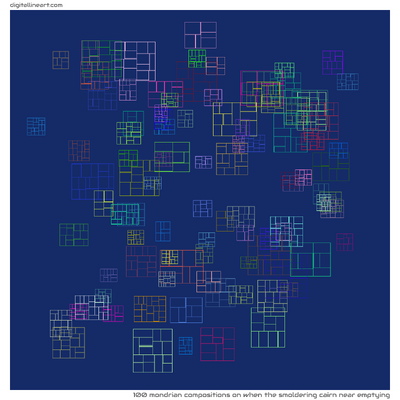 When the Smoldering Cairn near Emptying — 100 Mondrian compositions