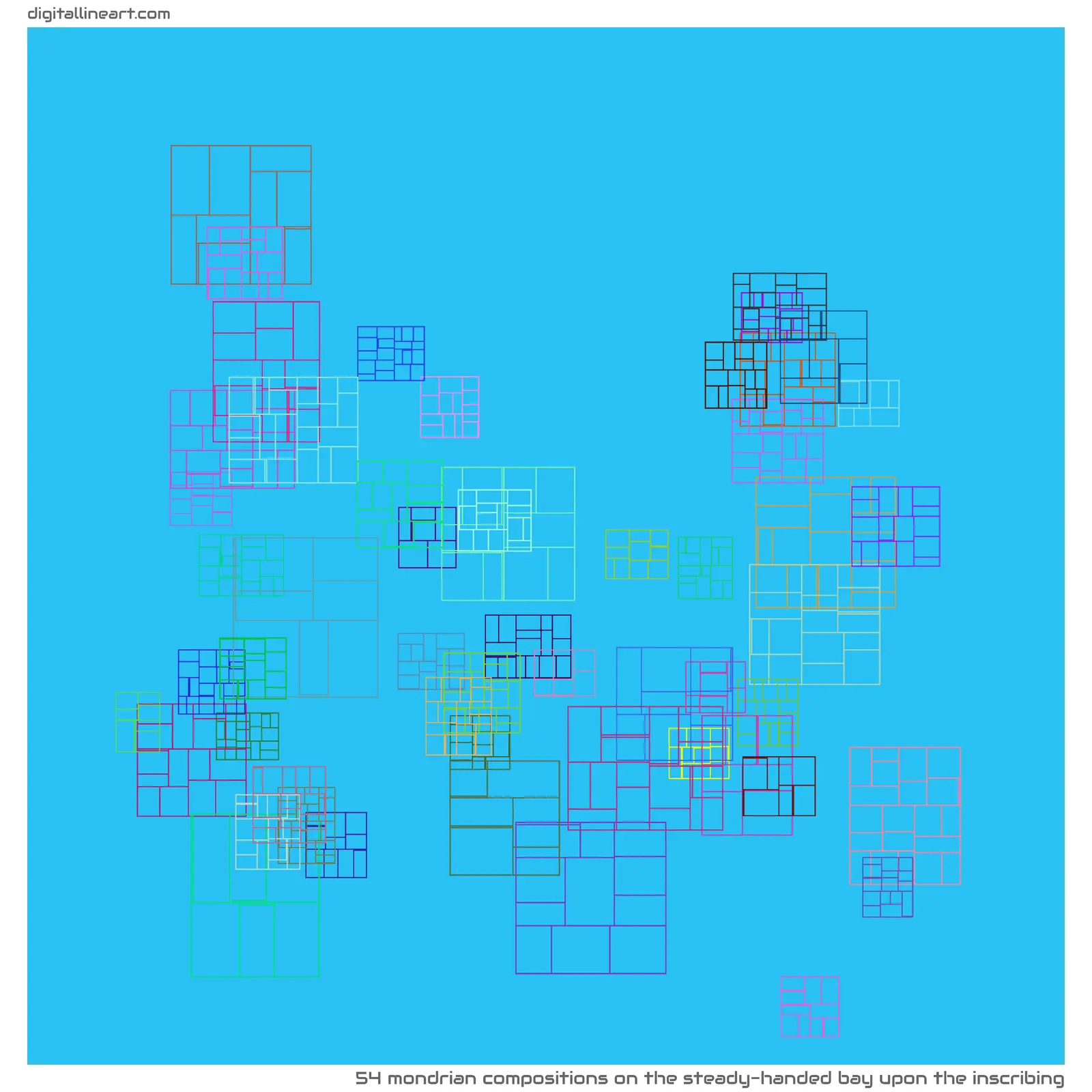 The Steady-handed Bay upon the Inscribing — 54 Mondrian compositions