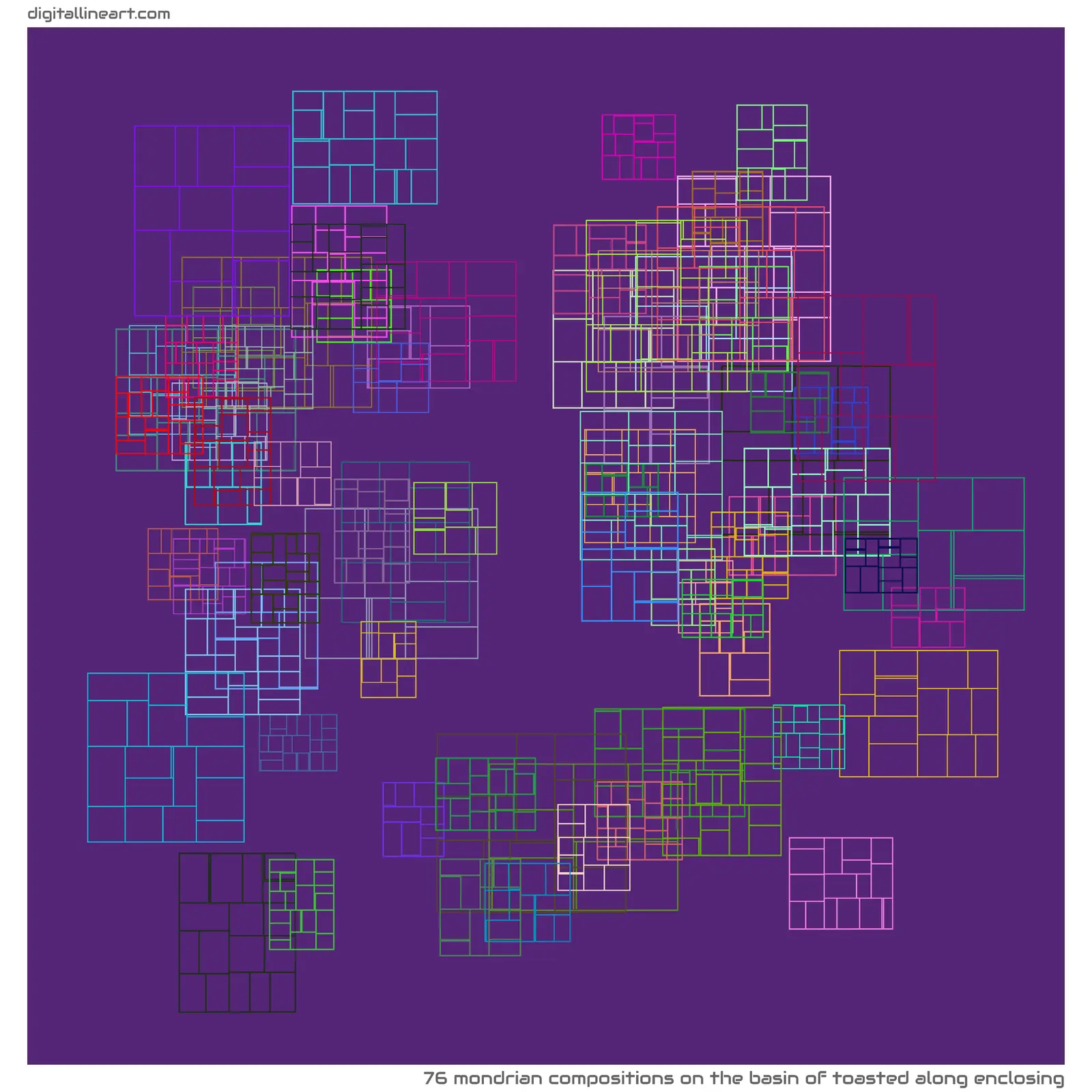 The Basin of Toasted along Enclosing — 76 Mondrian compositions