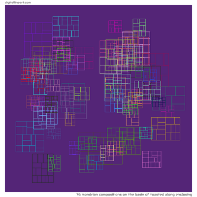 The Basin of Toasted along Enclosing — 76 Mondrian compositions