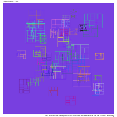 The Ashen-warm Bluff round Leaning — 49 Mondrian compositions