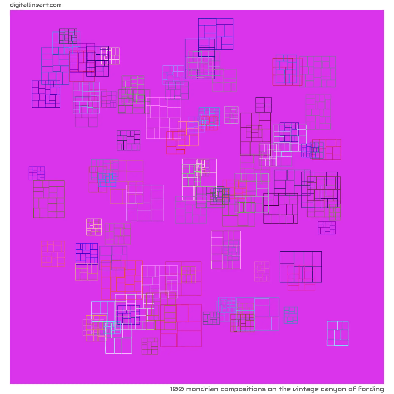 The Vintage Canyon of Fording — 100 Mondrian compositions