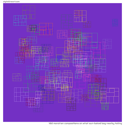 What Sun-baked Bog nearby Toiling — 102 Mondrian compositions