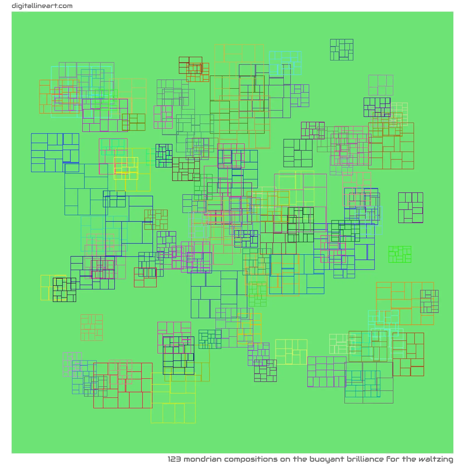 The Buoyant Brilliance for the Waltzing — 123 Mondrian compositions