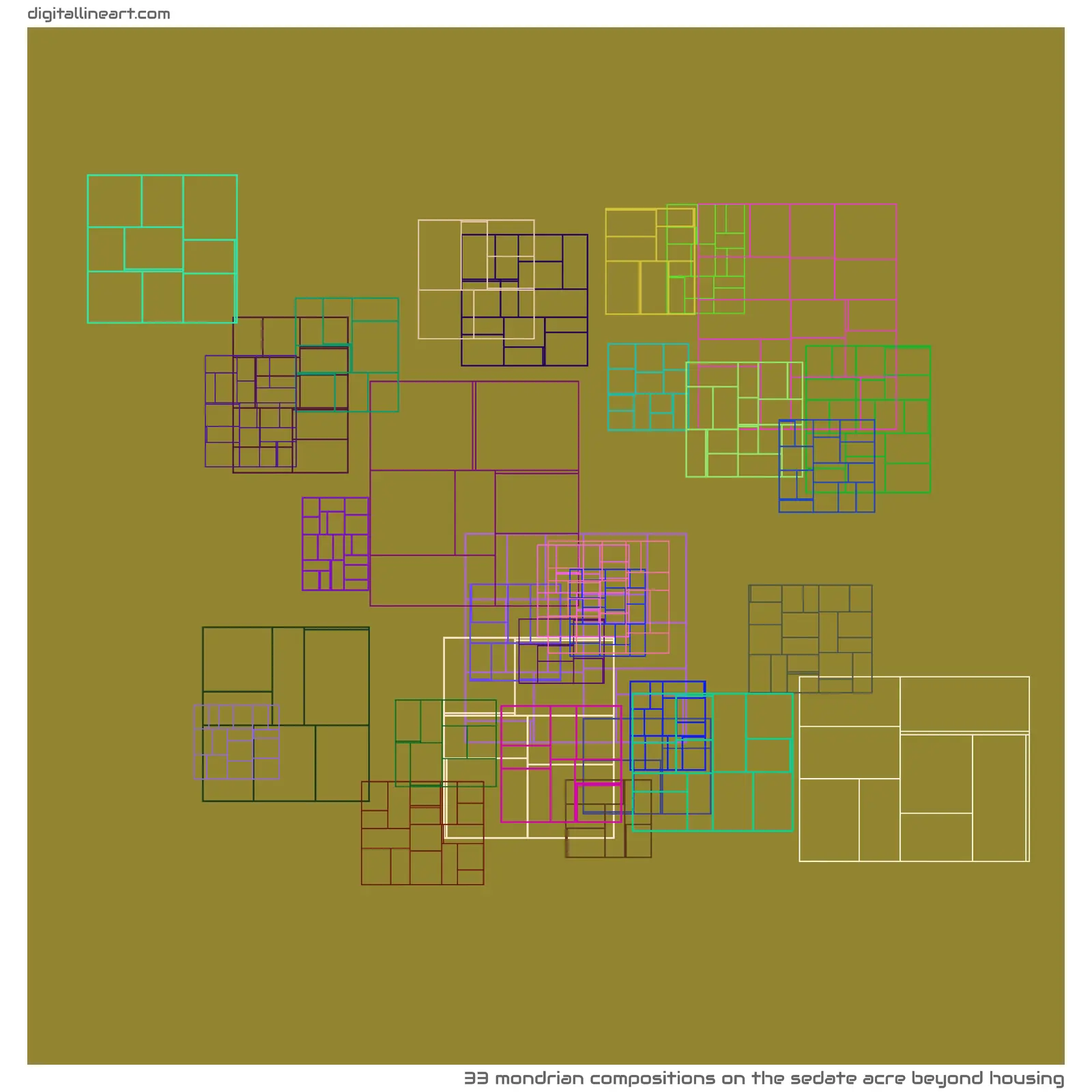 The Sedate Acre beyond Housing — 33 Mondrian compositions
