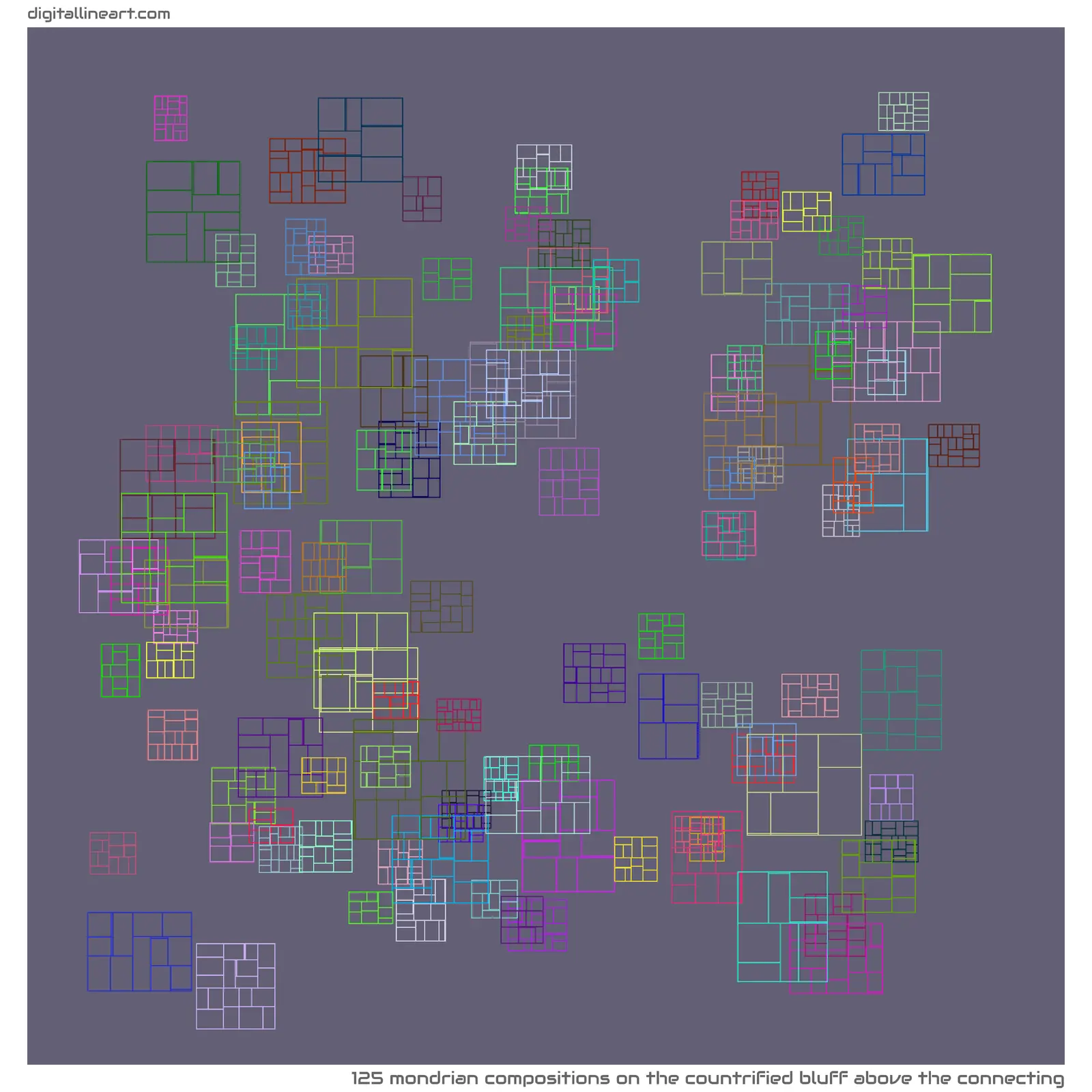 The Countrified Bluff above the Connecting — 125 Mondrian compositions