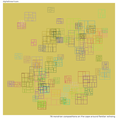The Cape Around Familiar Echoing — 78 Mondrian compositions