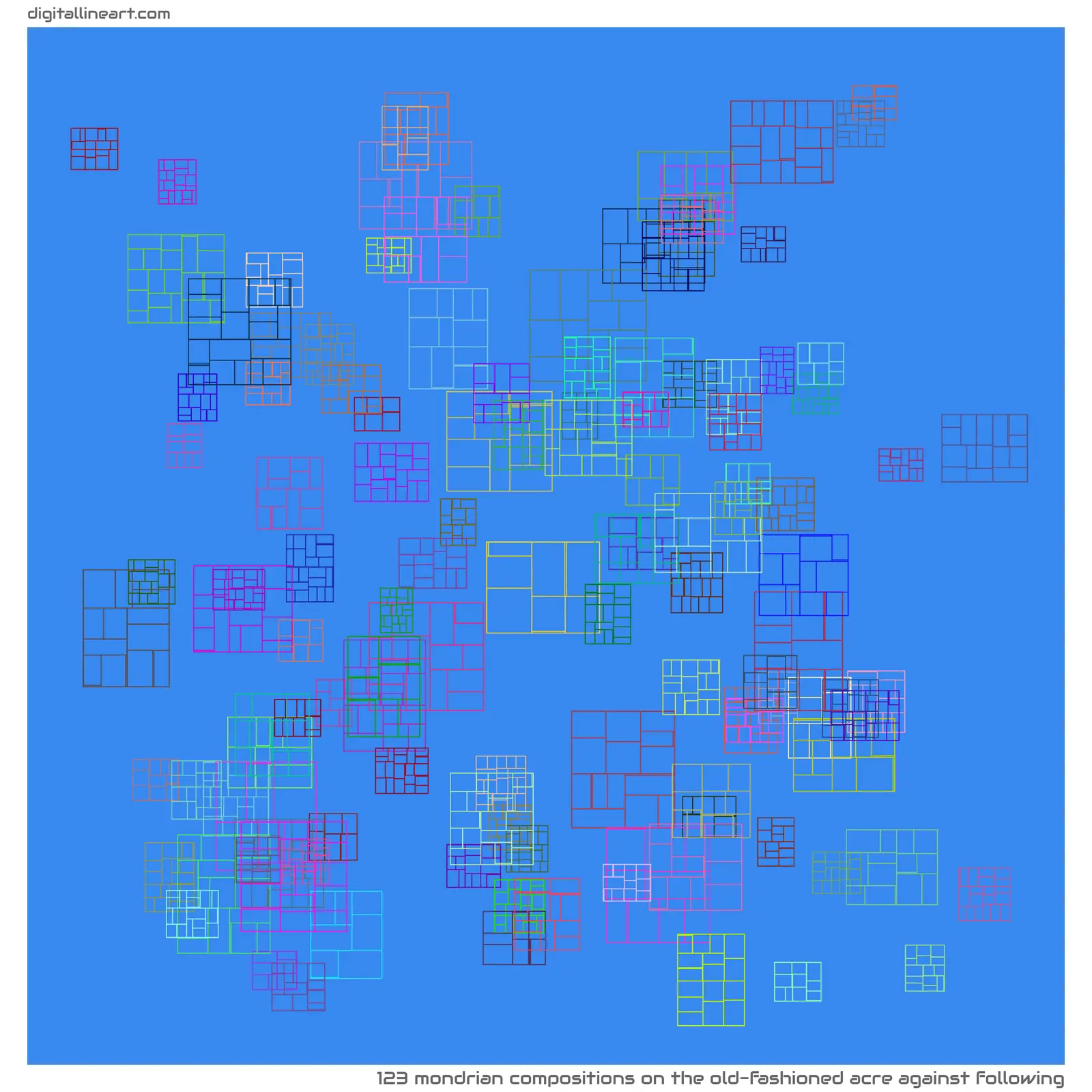 The Old-fashioned Acre Against Following — 123 Mondrian compositions
