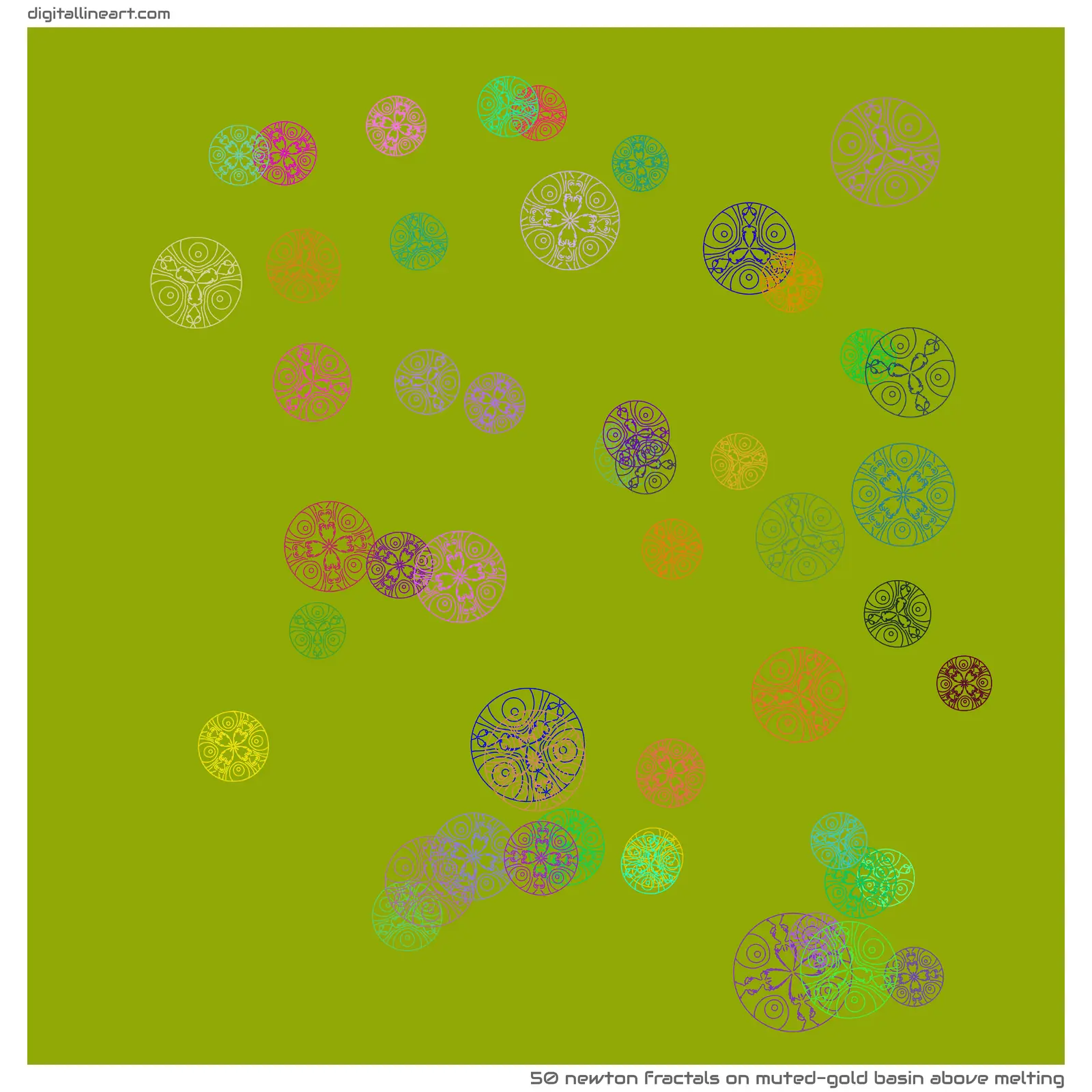 Muted-gold Basin above Melting — 50 newton fractals