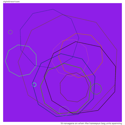 13 Nonagons in When the Homespun Bog unto Spanning
