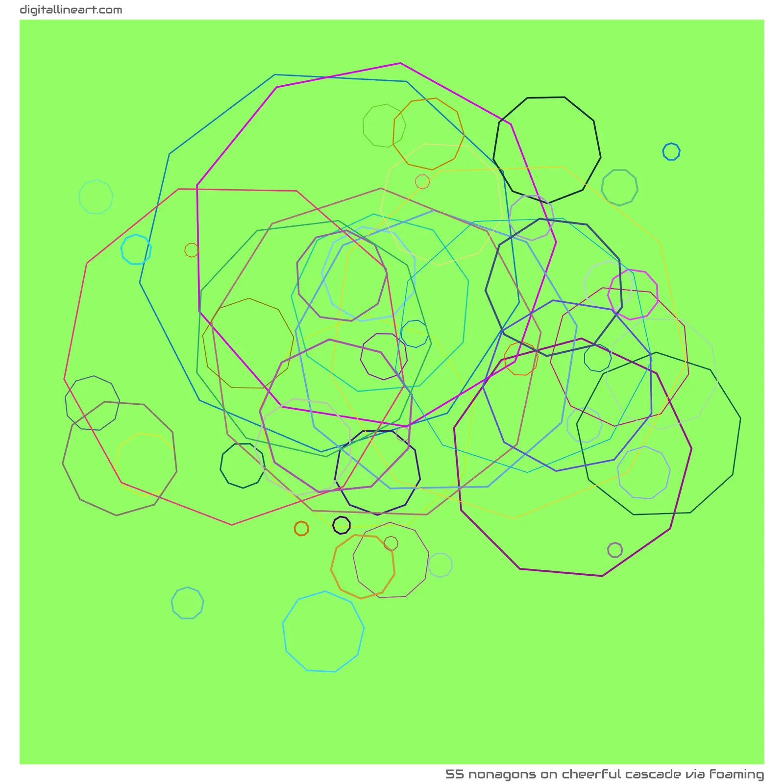 Cheerful Cascade via Foaming — 55 nonagons