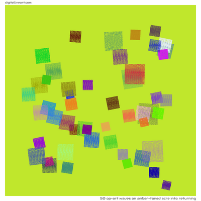 Amber-toned Acre into Returning — 50 op-art waves