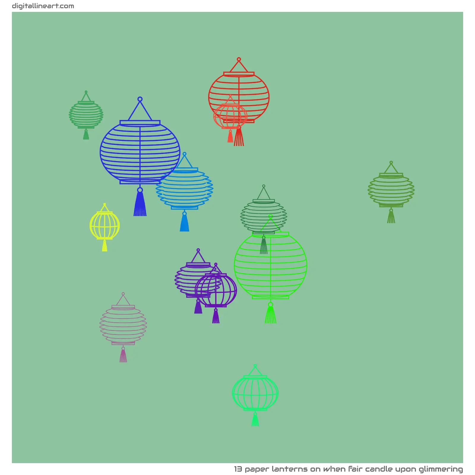 When Fair Candle upon Glimmering — 13 paper lanterns