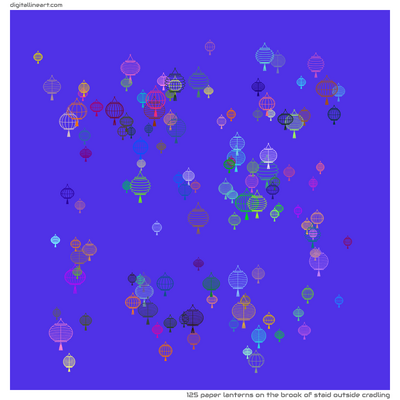 The Brook of Staid outside Cradling — 125 paper lanterns