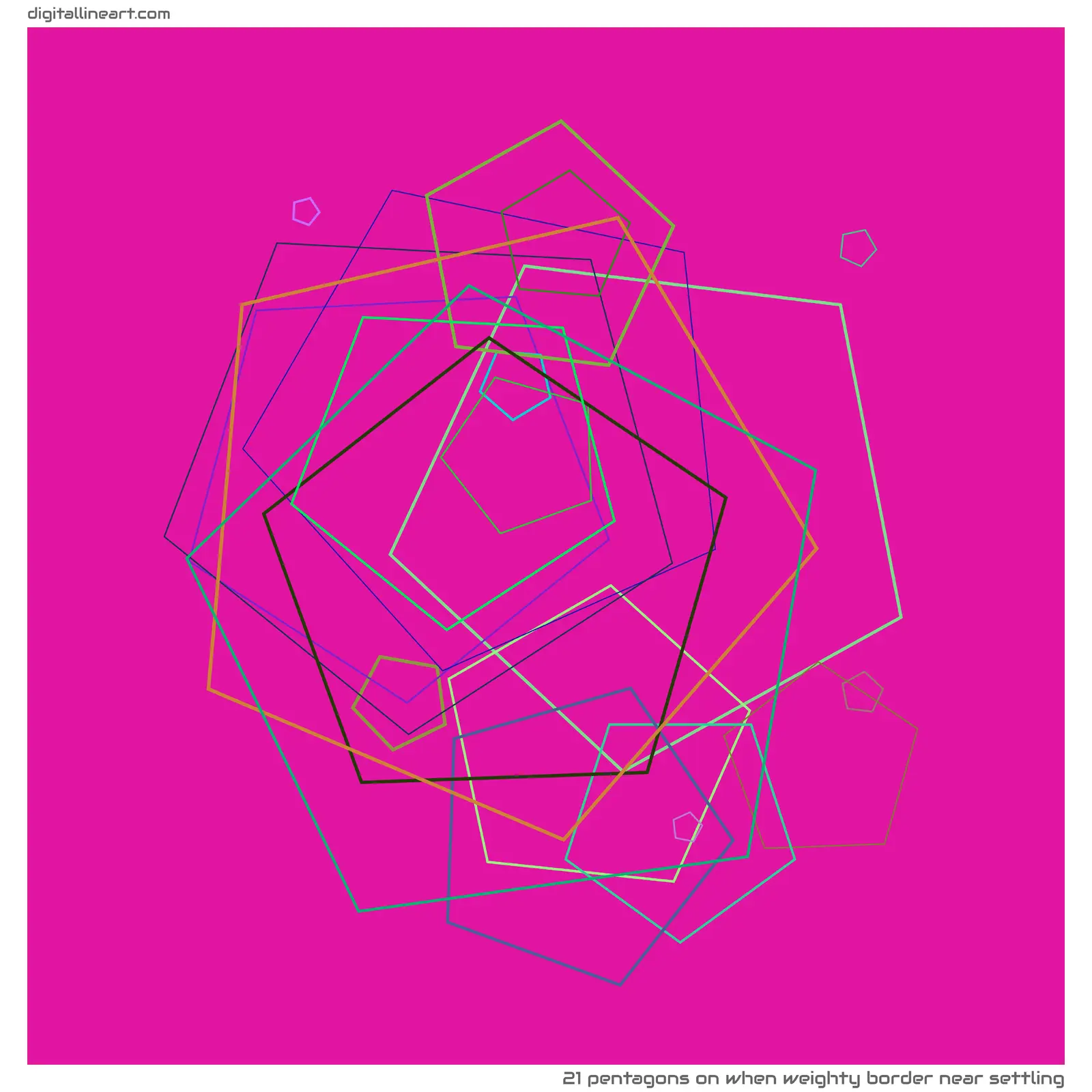 When Weighty Border near Settling — 21 pentagons